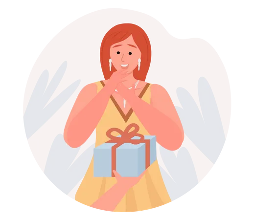 Woman Surprised with gift Illustration