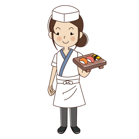 Woman sushi chef Illustration