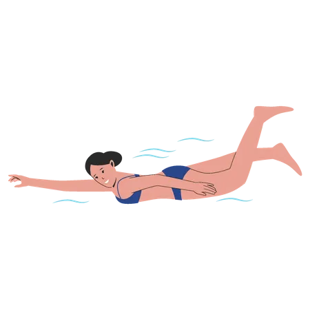 Woman Swimming Illustration Concept Flat Design Illustration Illustration