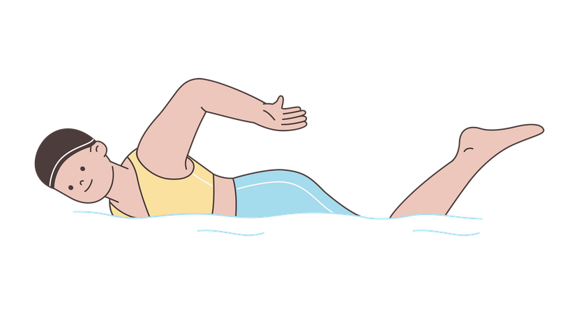 女性水泳自由形  イラスト