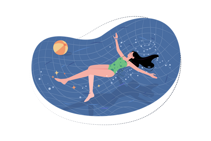 Woman swimming in swimming pool  Illustration