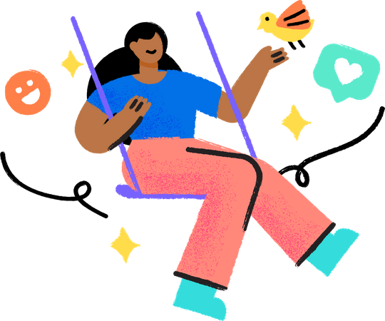 Woman swinging on the swing Illustration