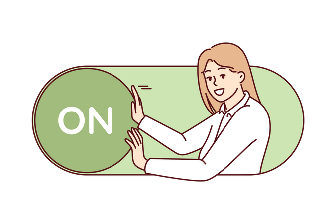 Woman switching toggle on  イラスト