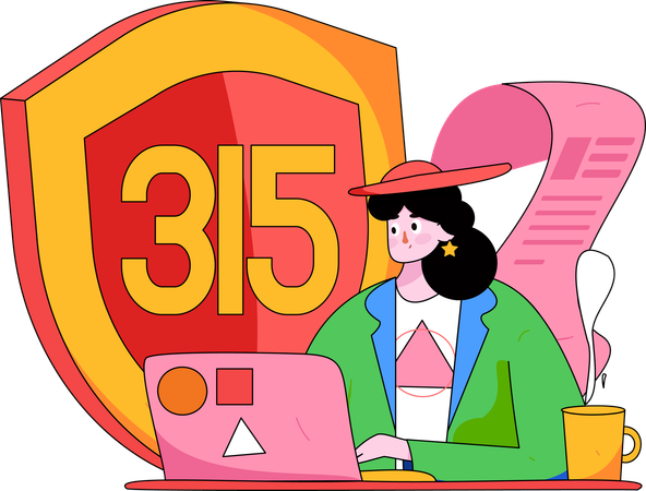 Woman takes 315 shopping protection  Illustration