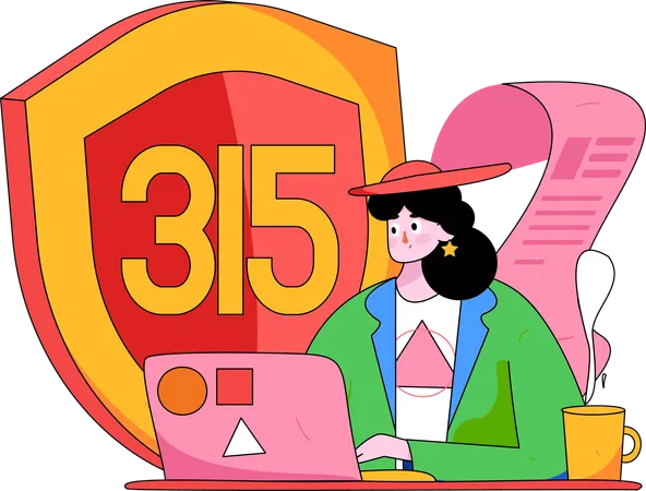 Woman takes 315 shopping protection  Illustration