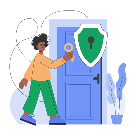 Woman takes apartment insurance property  Illustration