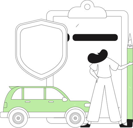 Woman takes car insurance  Illustration