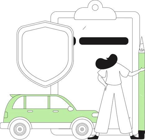 Woman takes car insurance  Illustration