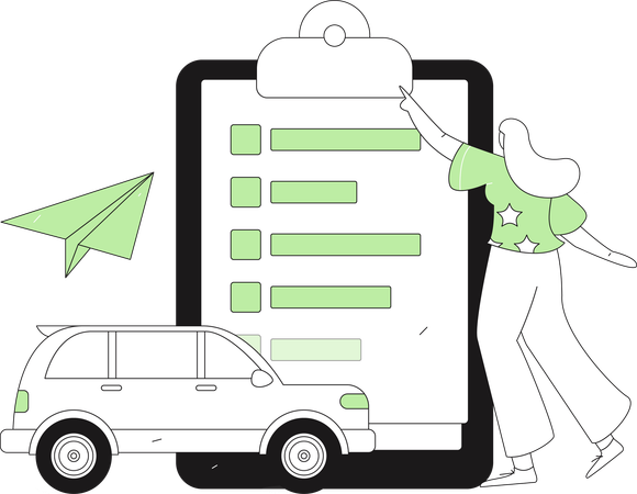 Woman takes car insurance  Illustration