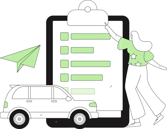 Woman takes car insurance  Illustration