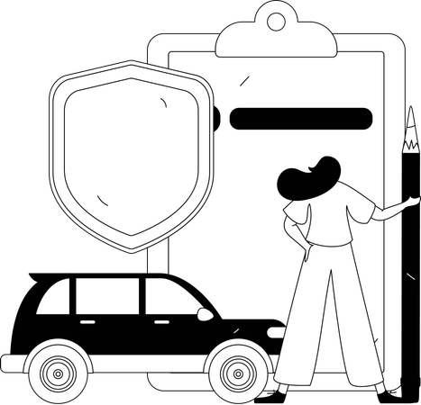 Woman takes car insurance  Illustration