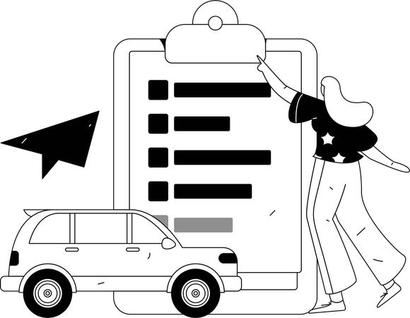 Woman takes car insurance  Illustration