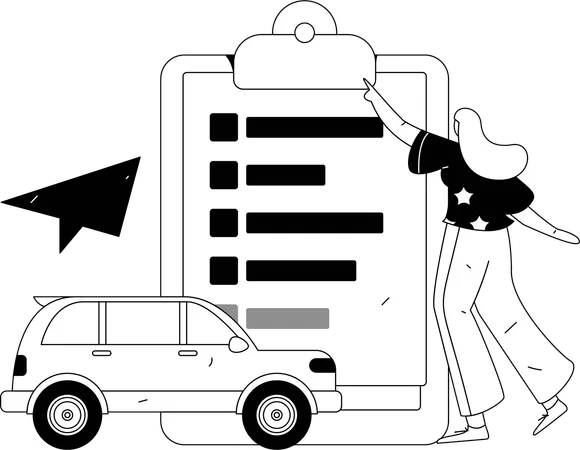 Woman takes car insurance  Illustration