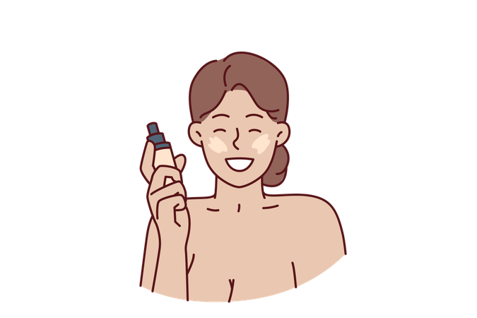 Woman takes face treatment  Illustration