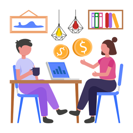 Woman takes Finance Consultation from agent  Illustration