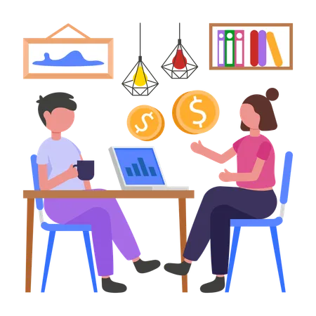 Woman takes Finance Consultation from agent  Illustration