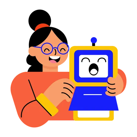 Woman takes help of ai assistant  Illustration