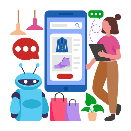Woman takes help of Artificial Intelligence  Illustration