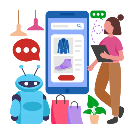 Woman takes help of Artificial Intelligence  Illustration