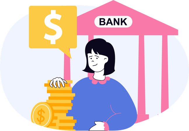 Woman takes loan from bank for business expansion  Illustration