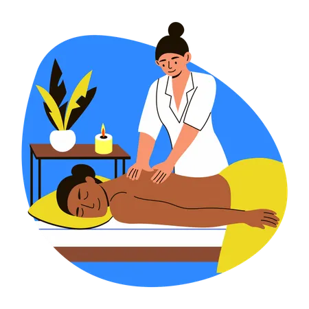 Woman takes Massage therapy  Illustration