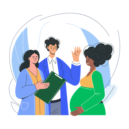 Woman takes maternity insurance  Illustration