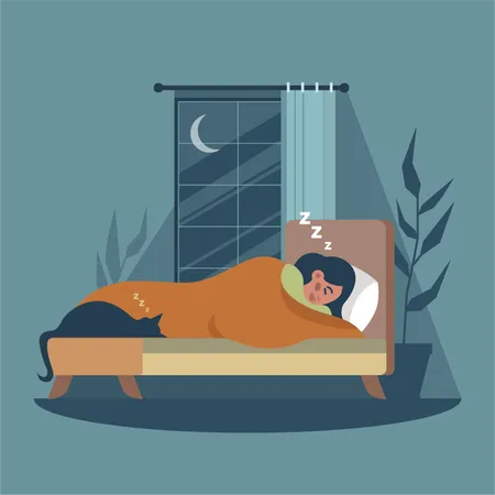 Woman takes sound sleep  Illustration