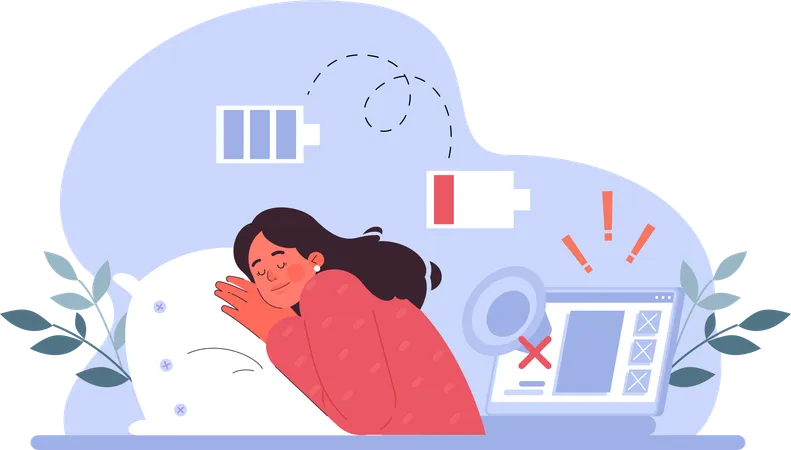Woman takes sound sleep for positive mind  イラスト