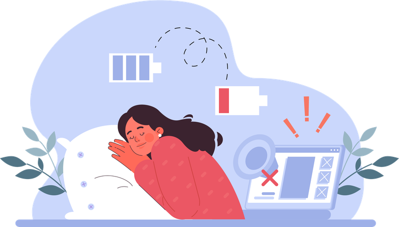 Woman takes sound sleep for positive mind Illustration