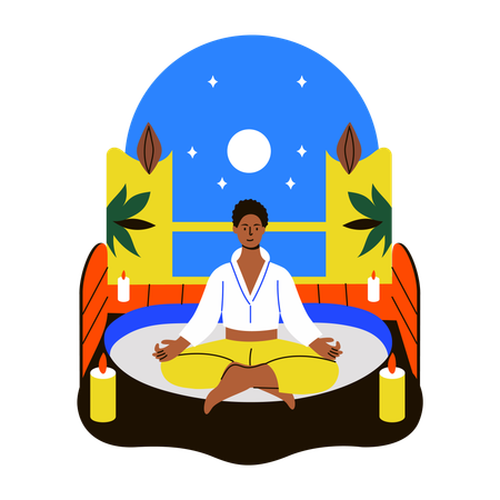 Woman takes Spa meditation  Illustration