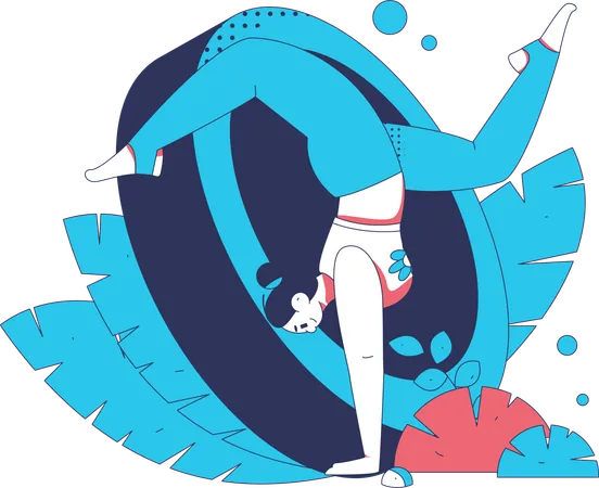 Woman takes yoga training  Illustration