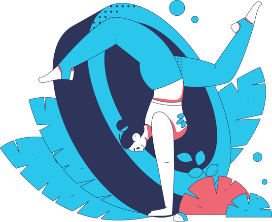 Woman takes yoga training  Illustration