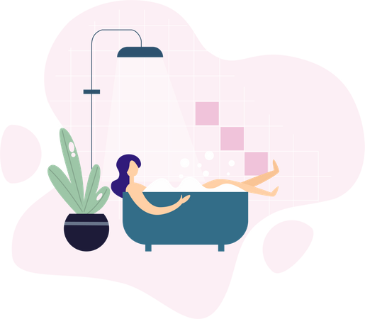 Woman taking a bath  Illustration