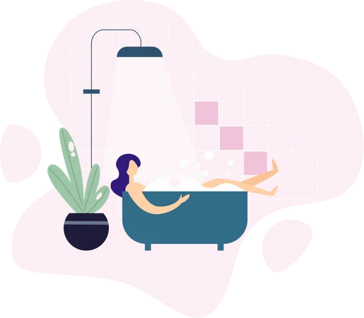 Woman taking a bath  Illustration