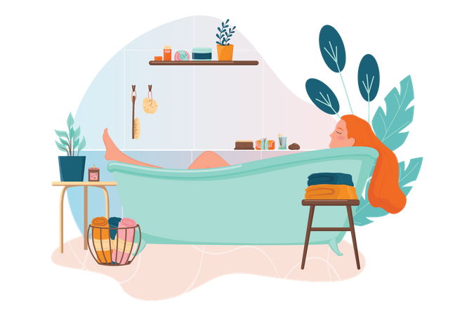 Woman taking a bath  Illustration