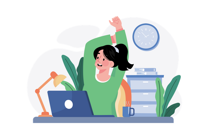 Woman taking a break from work  Illustration