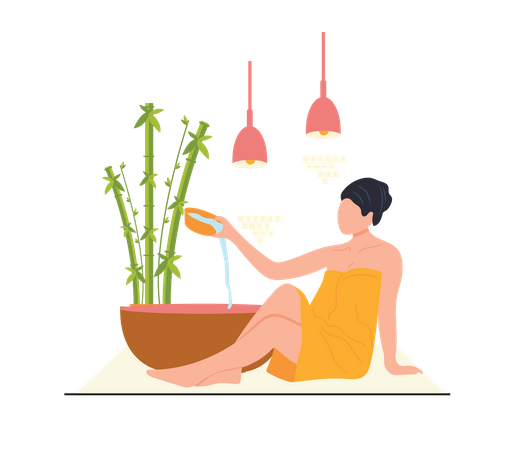 Woman taking a relaxing bath  Illustration