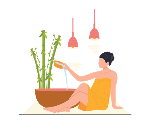 Woman taking a relaxing bath  Illustration