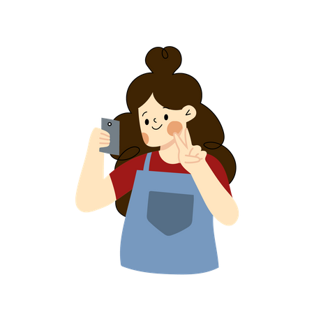 Woman taking a selfie  Illustration