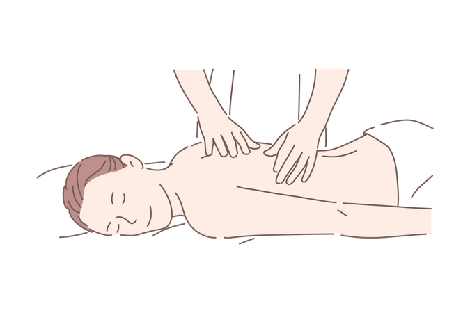 Woman taking back massage  Illustration