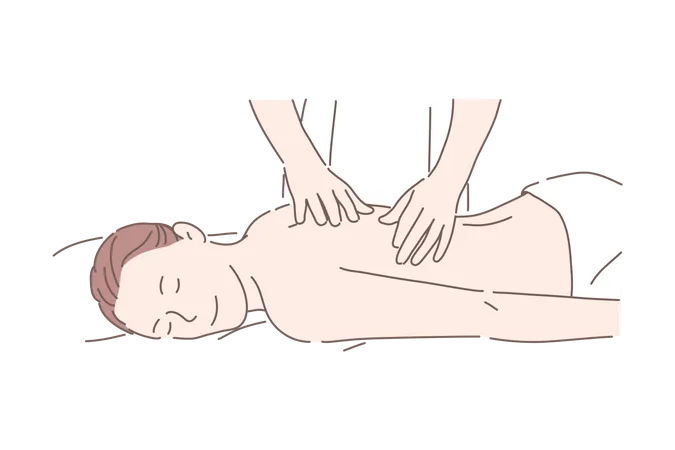 Woman taking back massage  Illustration