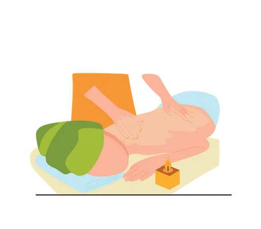 Woman taking back massage  Illustration