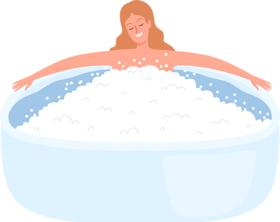 Woman Taking Bath Illustration