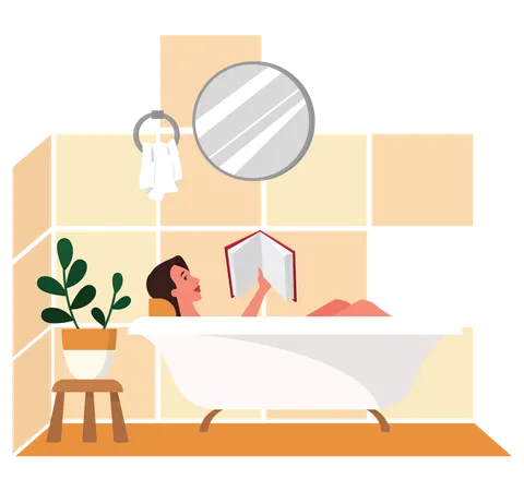 Woman taking bath  Illustration