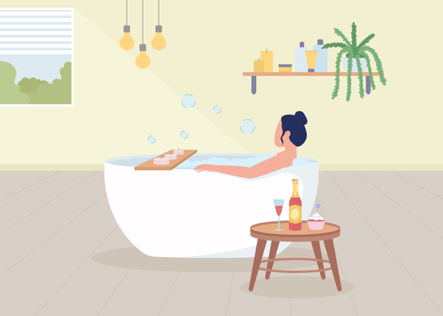 Woman taking bath  Illustration