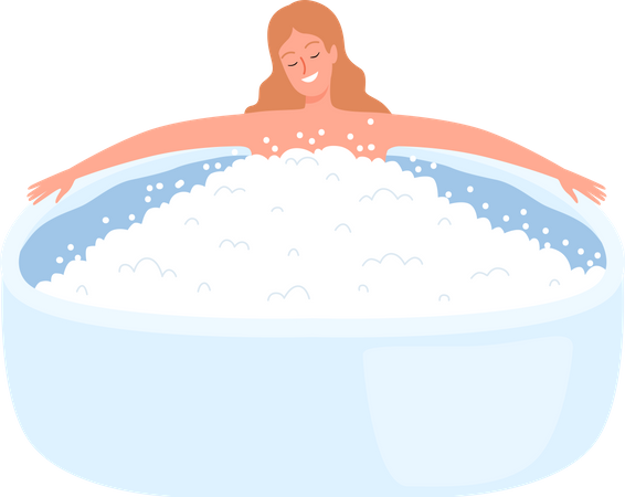 Woman Taking Bath  Illustration