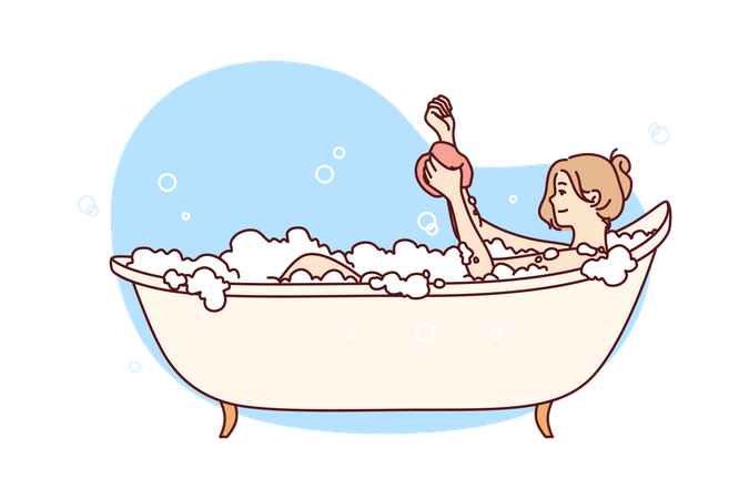 Woman taking bath  Illustration