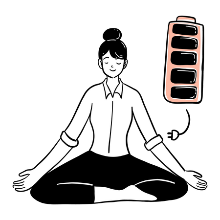 Woman taking break from work  イラスト