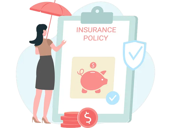 Woman taking business insurance  Illustration