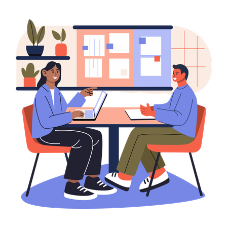 Woman taking candidate Interview  Illustration